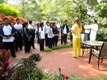 Sadhana College group in Swami's patio